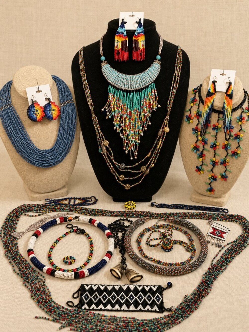 💎Curated Tribal Beaded Jewelry Collection | Indigenous Inspired Statement Lot